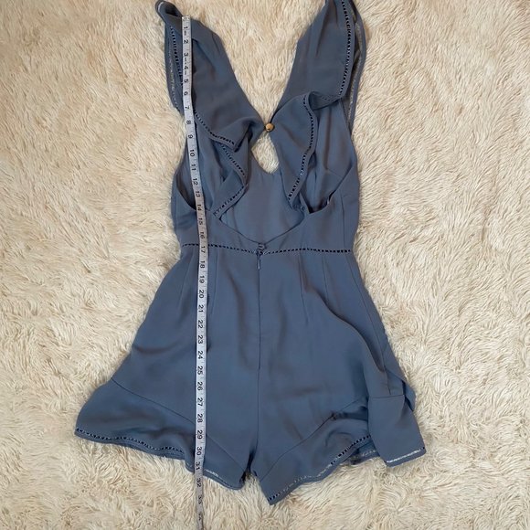 Keepsake Lover’s Holiday Playsuit Light Blue Ruffle Romper Sz Xs - Picture 7 of 10